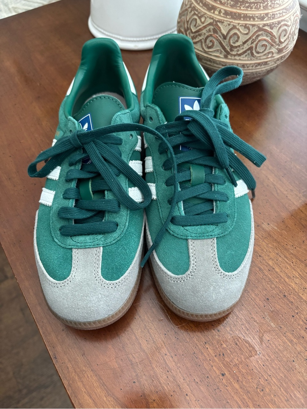 adidas Green and White Gazelle-Style Athletic Shoes